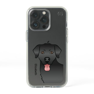 Black Labrador Retriever Cartoon Dog Head &amp; Name Speck iPhone 13 Pro Case