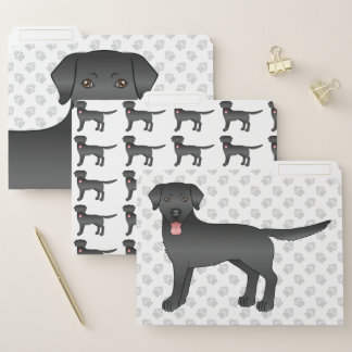 Black Labrador Retriever Cartoon Dog Illustration File Folder