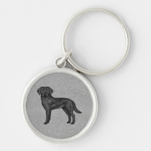 Black Labrador Retriever Cartoon Dog Illustration Keychain