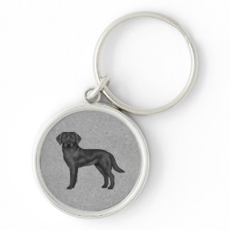 Black Labrador Retriever Cartoon Dog Illustration Keychain