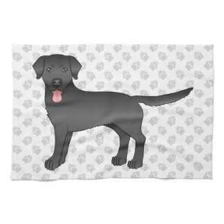 Black Labrador Retriever Cartoon Dog Illustration Kitchen Towel