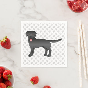 Black Labrador Retriever Cartoon Dog Illustration Napkins