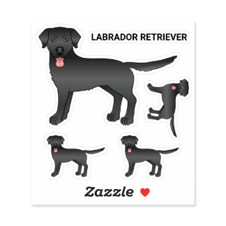 Black Labrador Retriever Cartoon Dog Illustration Sticker