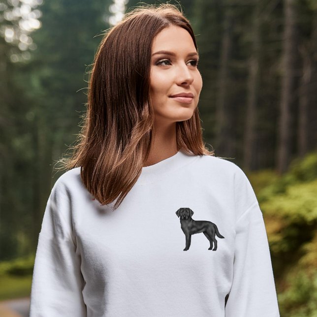 Black Labrador Retriever Cartoon Dog Illustration Sweatshirt (Please note: This image is a digital mockup.)