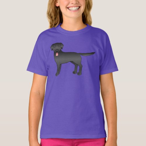 Black Labrador Retriever Cartoon Dog Illustration T_Shirt