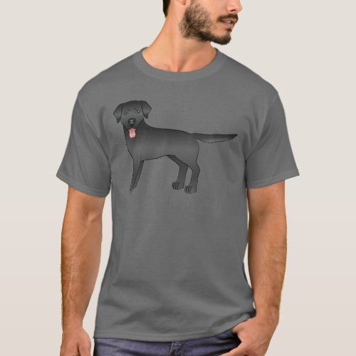 Black Labrador Retriever Cartoon Dog Illustration T_Shirt