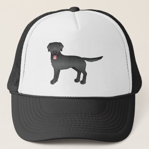 Black Labrador Retriever Cartoon Dog Illustration Trucker Hat