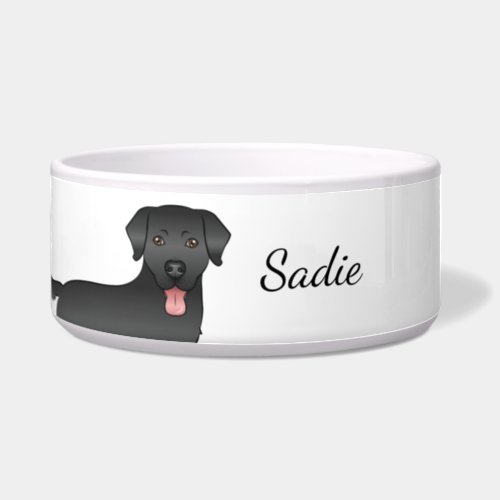 Black Labrador Retriever Cartoon Dog  Name Bowl