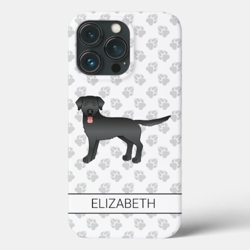 Black Labrador Retriever Cartoon Dog  Name iPhone 13 Pro Case