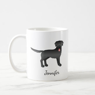 Black Labrador Retriever Cartoon Dog &amp; Name Coffee Mug