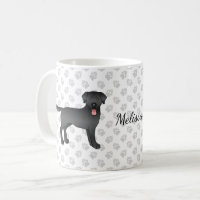 Black Labrador Retriever Cartoon Dog & Name Coffee Mug
