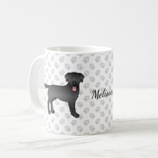Black Labrador Retriever Cartoon Dog &amp; Name Coffee Mug