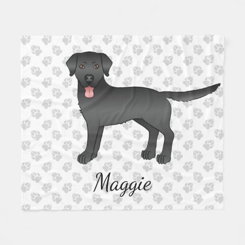 Black Labrador Retriever Cartoon Dog  Name Fleece Blanket
