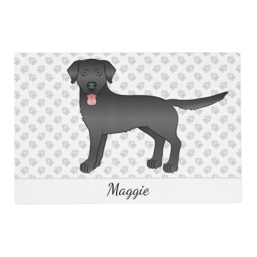 Black Labrador Retriever Cartoon Dog  Name Placemat