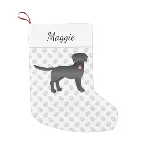 Black Labrador Retriever Cartoon Dog  Name Small Christmas Stocking