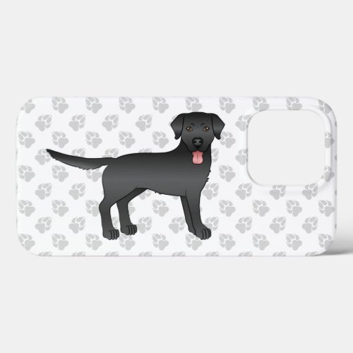 Black Labrador Retriever Cartoon Dog  Paws iPhone 13 Pro Case