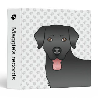 Black Labrador Retriever Cartoon Dog &amp; Text 3 Ring Binder