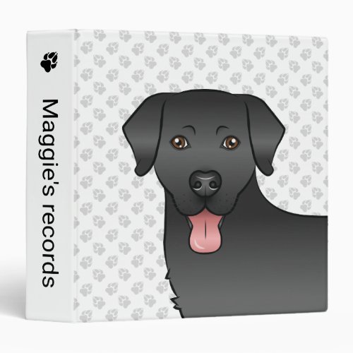 Black Labrador Retriever Cartoon Dog  Text 3 Ring Binder