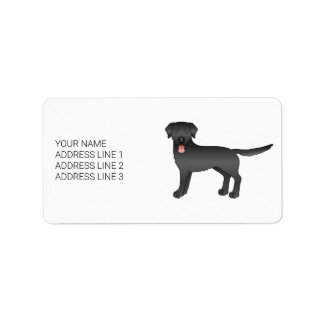 Black Labrador Retriever Cartoon Dog &amp; Text Label
