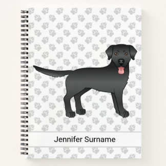 Black Labrador Retriever Cartoon Dog &amp; Text Notebook