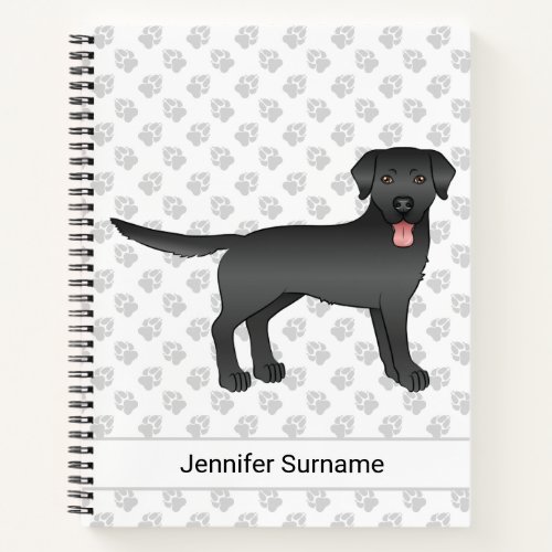 Black Labrador Retriever Cartoon Dog  Text Notebook