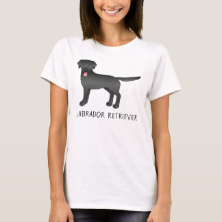 Black Labrador Retriever Cartoon Dog &amp; Text T-Shirt