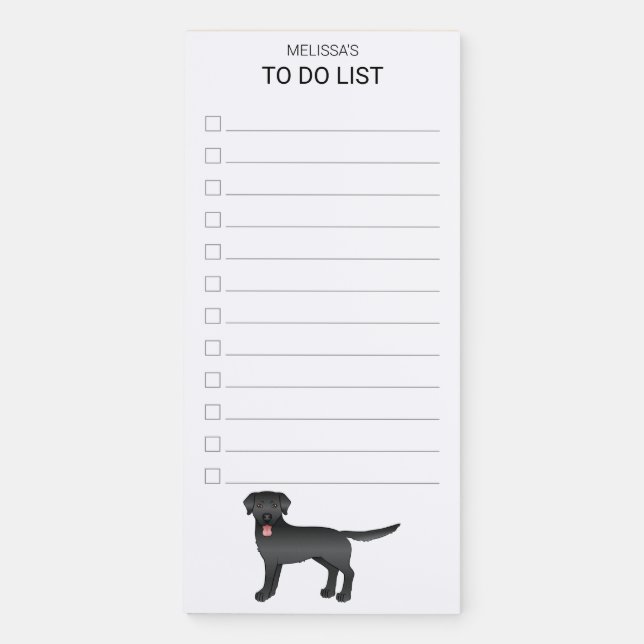 Black Labrador Retriever Cartoon Dog To Do List Magnetic Notepad (Front)