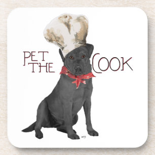 Black Labrador Retriever Chef Beverage Coaster