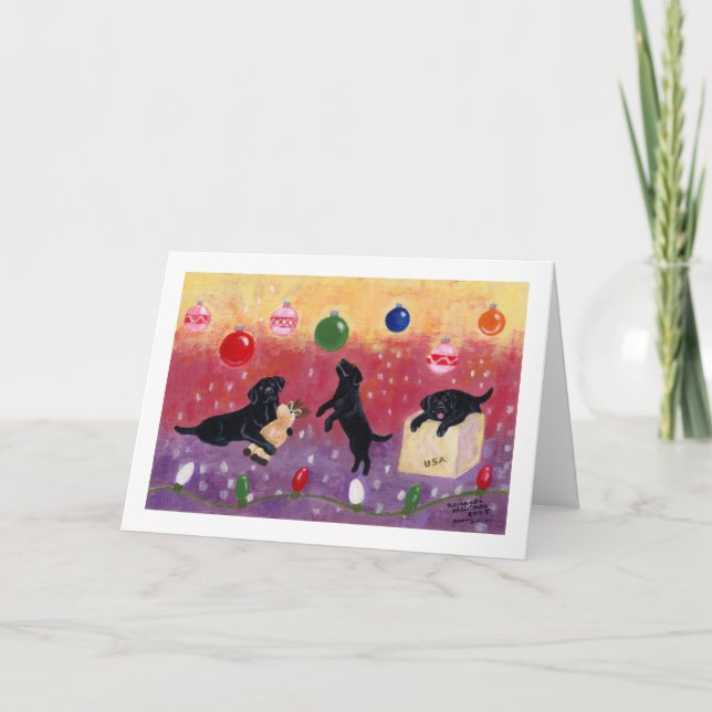 Black Labrador Retriever Christmas Cards (Front)