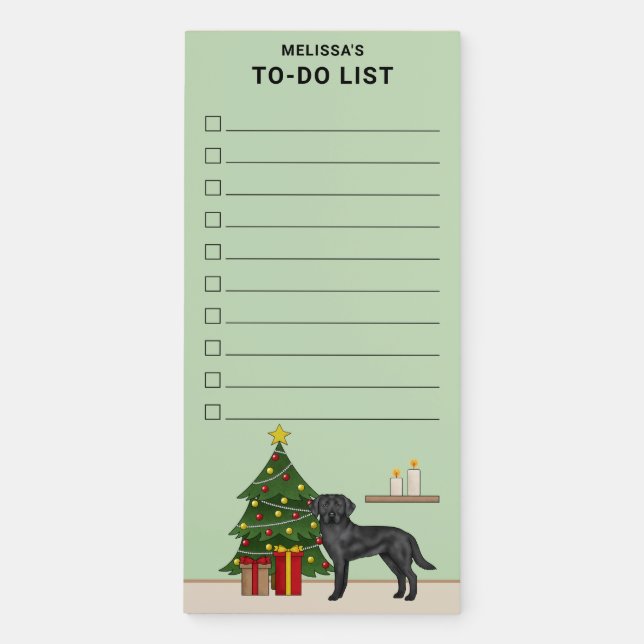 Black Labrador Retriever Christmas Checklist Magnetic Notepad (Front)