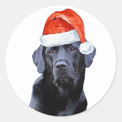 Black Labrador Retriever Christmas Cute Santa Dog Classic Round Sticker