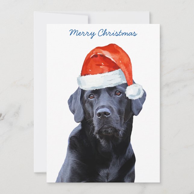 Black Labrador Retriever Christmas Cute Santa Dog Holiday Card (Front)