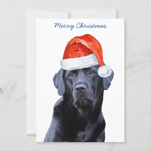 Black Labrador Retriever Christmas Cute Santa Dog Holiday Card