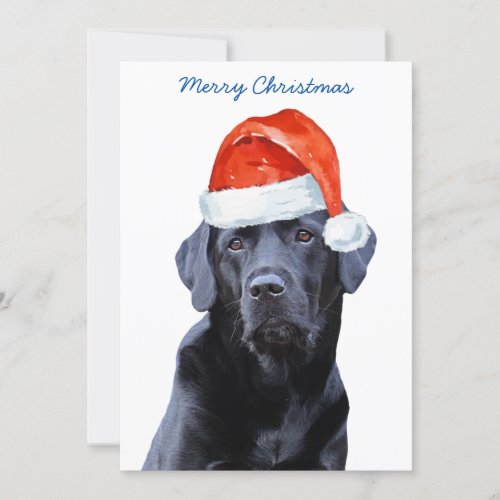 Black Labrador Retriever Christmas Cute Santa Dog Invitation