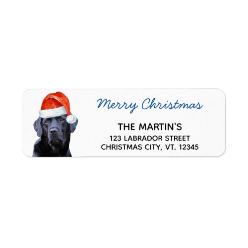 Black Labrador Retriever Christmas Cute Santa Dog Label