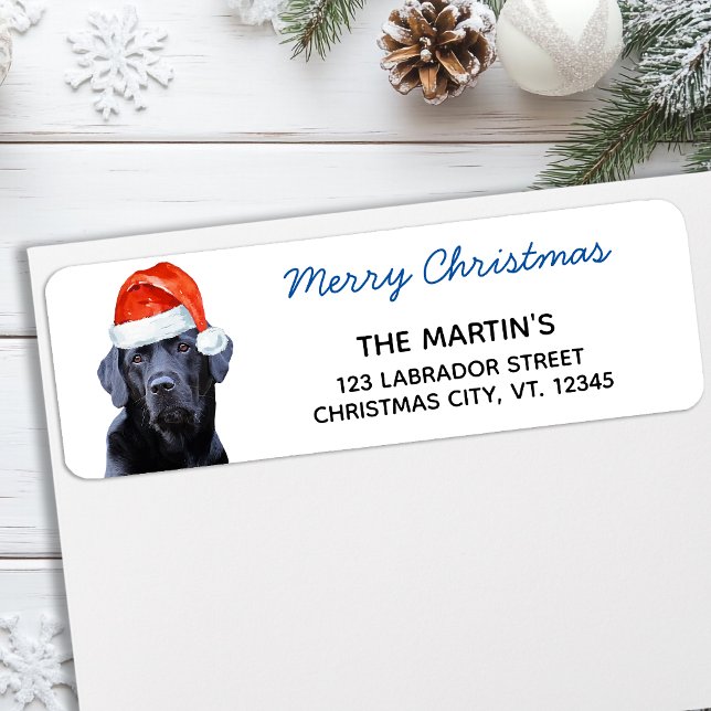Black Labrador Retriever Christmas Cute Santa Dog Label (Creator Uploaded)