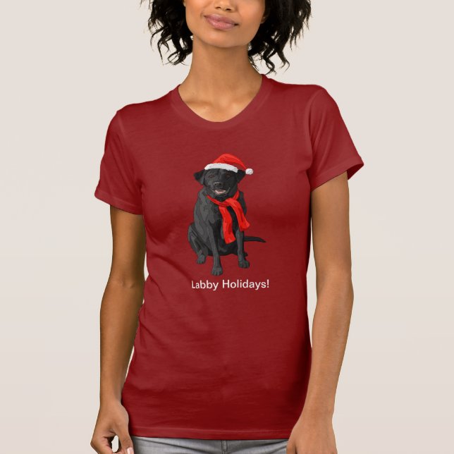 Black Labrador Retriever Christmas Dog T-Shirt (Front)