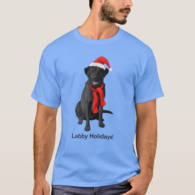 Black Labrador Retriever Christmas Dog T-Shirt (Front)