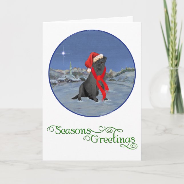 Black Labrador Retriever Christmas Holiday Card (Front)