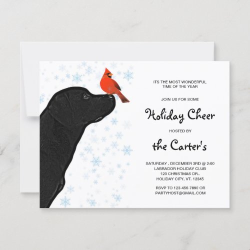 Black Labrador Retriever Christmas Holiday Invitation