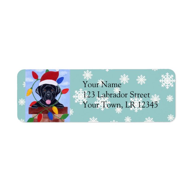 Black Labrador Retriever Christmas Label (Front)