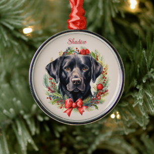 Black Labrador Retriever Christmas Pet Memorial Metal Ornament