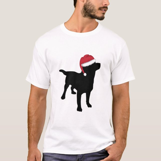 Black Labrador Retriever Christmas Santa T-Shirt (Front)