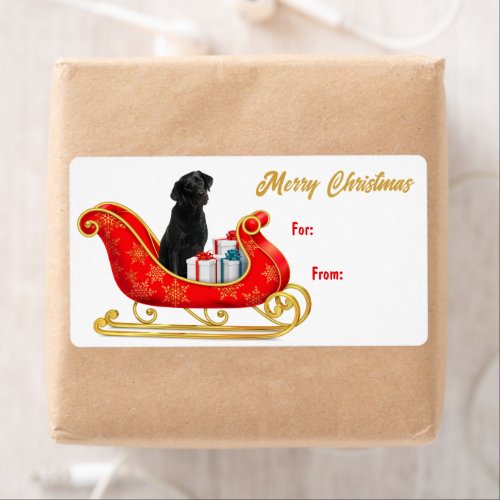 Black Labrador Retriever Christmas Sleigh Gift Tag