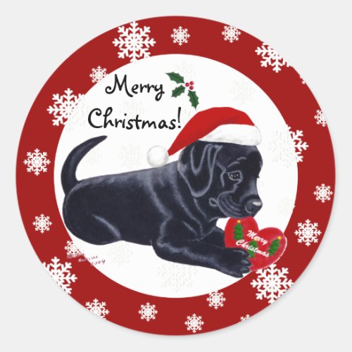 Black Labrador Retriever Christmas Snowflake Classic Round Sticker
