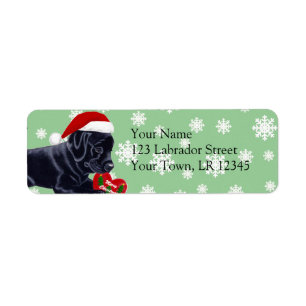 Black Labrador Retriever Christmas Snowflake Label