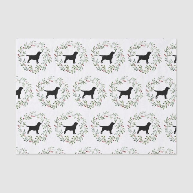 Black Labrador Retriever Christmas Wreath Dog Tissue Paper (Front)