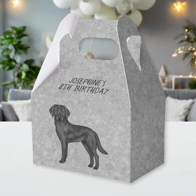 Black Labrador Retriever Custom Kids Birthday Gray Favor Boxes (Creator Uploaded)