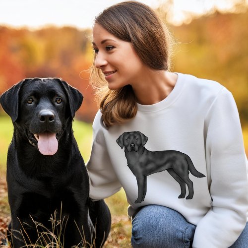 Black Labrador Retriever Cute Cartoon Dog Drawing Sweatshirt