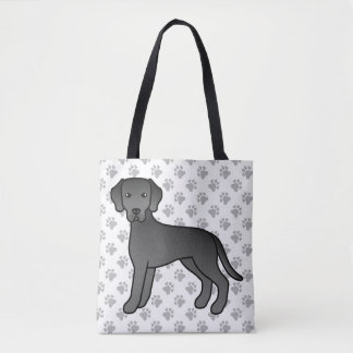 Black Labrador Retriever Cute Cartoon Dog Drawing Tote Bag
